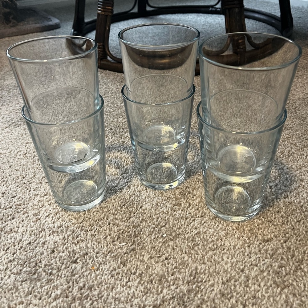 set of 6 clear glasses